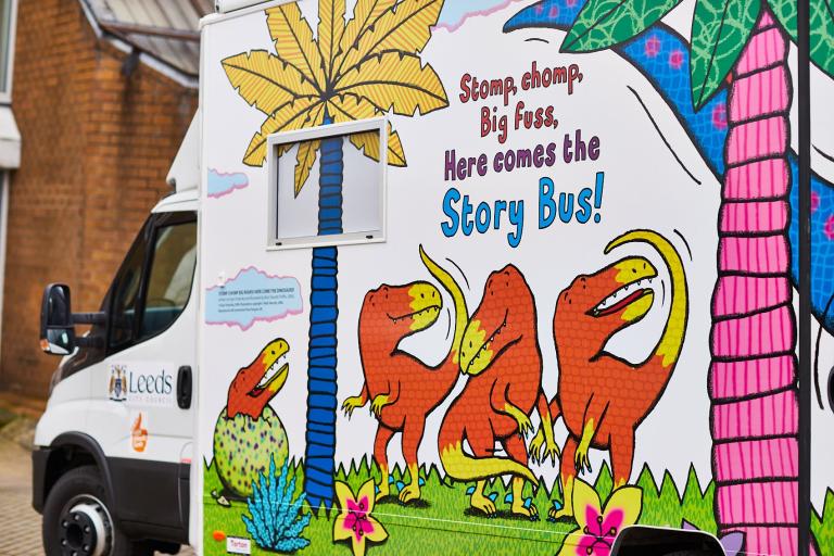 Photo of the outside of one of our Storybuses